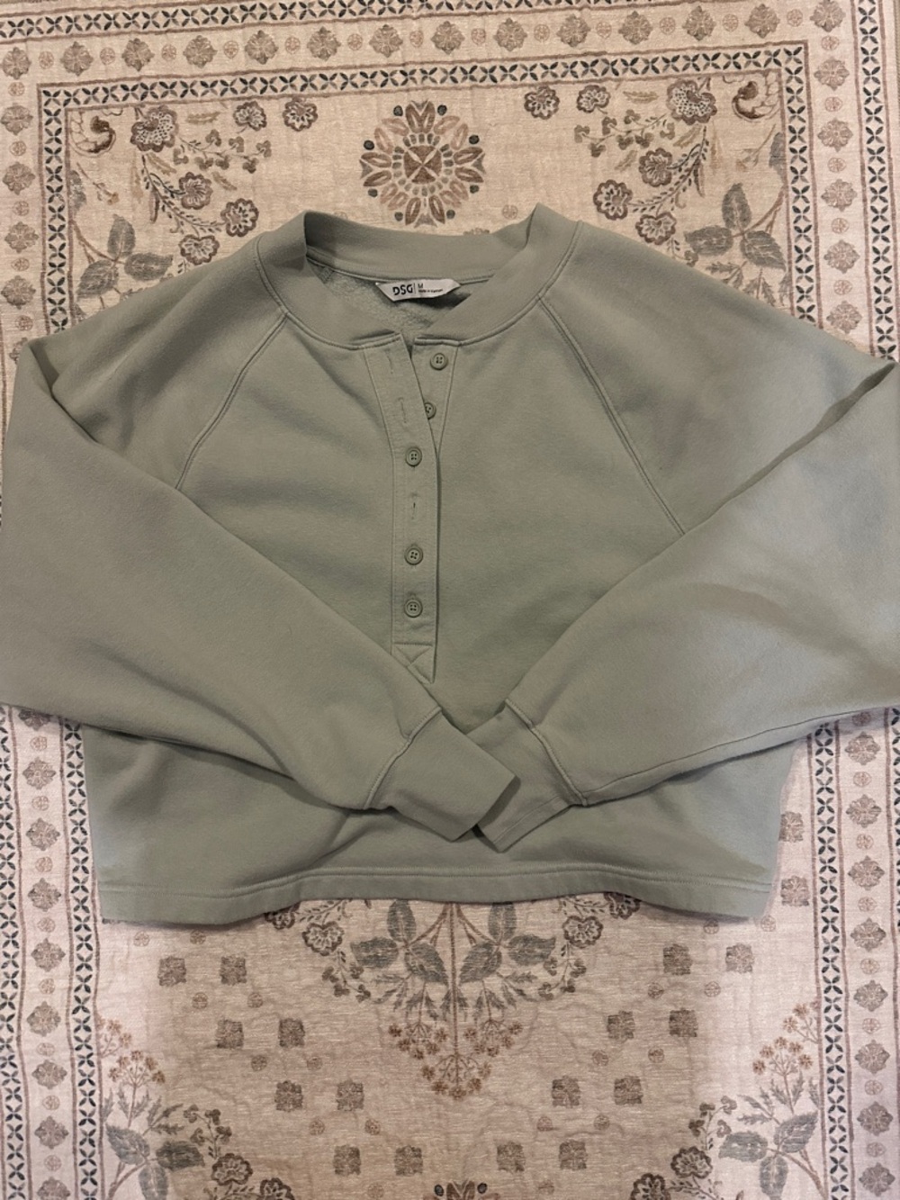 DSG Green Henley Crop Sweatshirt